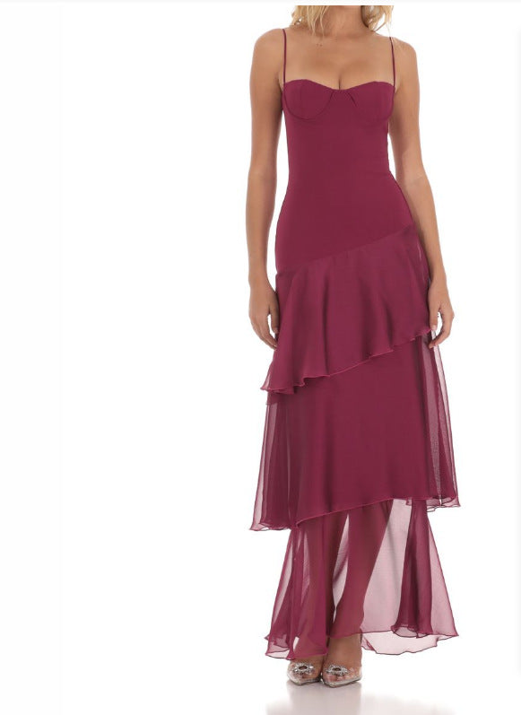 Berg-Feldt Robe de soirée plissée en mousseline pour femme