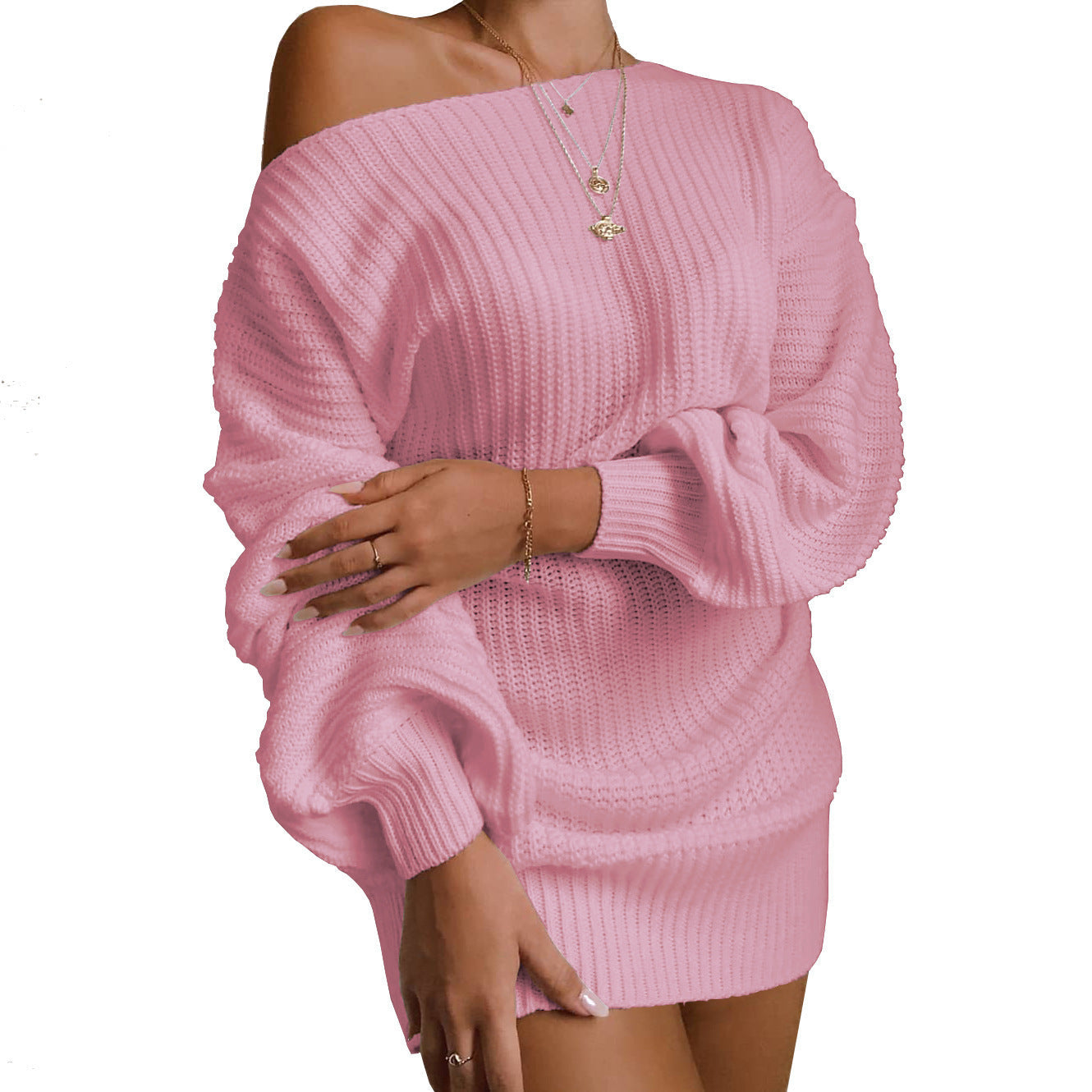 Damen Oversized Strickkleid mit offener Schulter und lässigem Schnitt Berg-Feldt