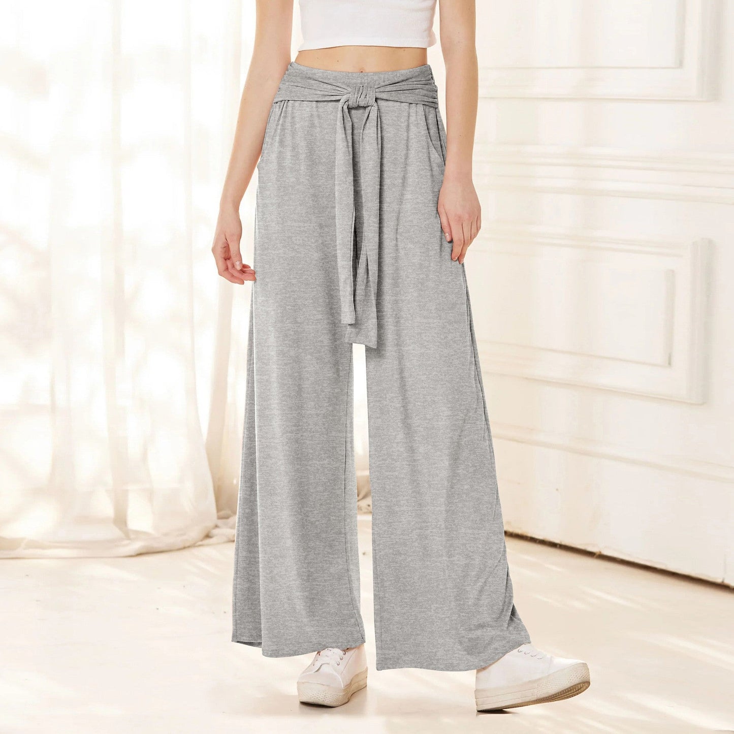 Pantalon palazzo élégant pour femmes avec ceinture large à nouer de berg-feldt