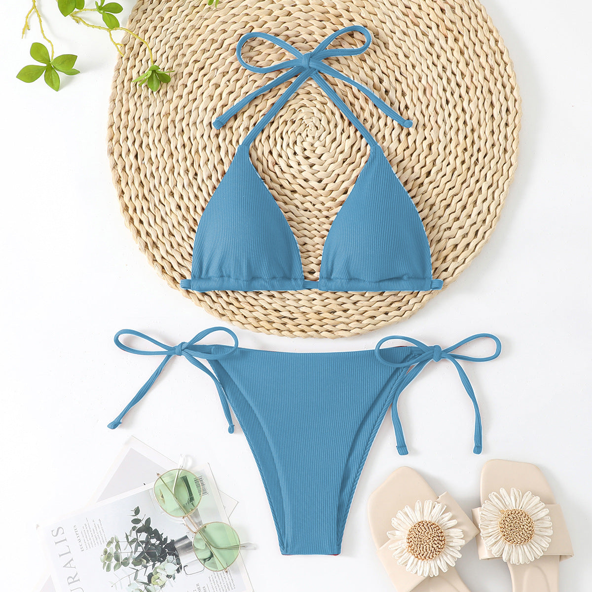 Berg-Feldt Ensemble de bikini triangle côtelé pour femme 1750840293