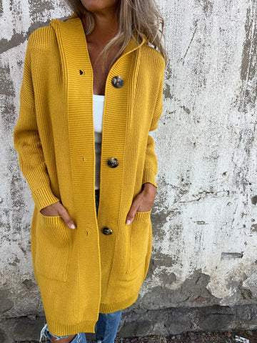 Long cardigan pour femme en maille côtelée de qualité supérieure avec boutons élégants, par Berg-Feldt
