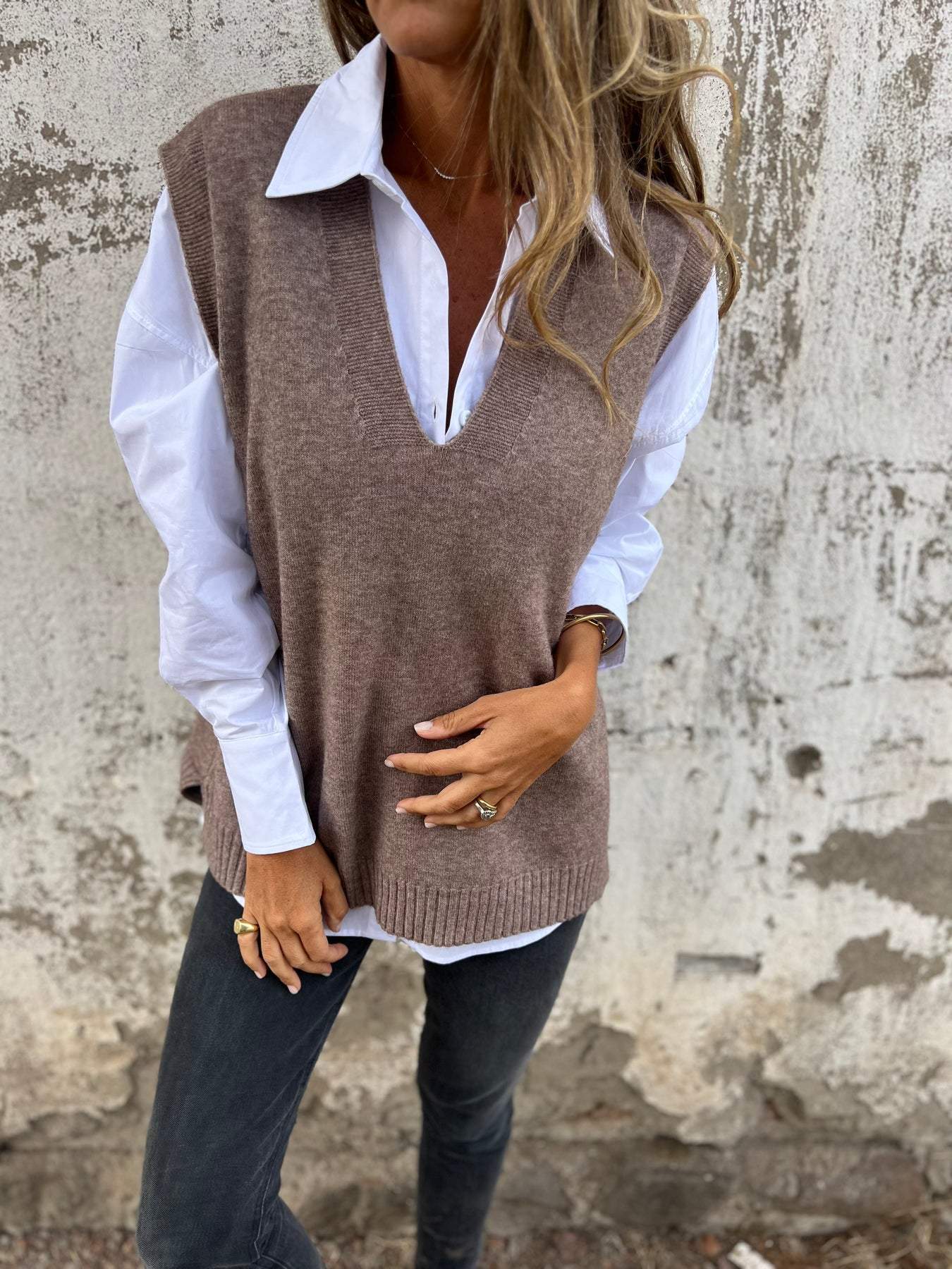 Damen pull en maille de qualité à col en V Berg-Feldt