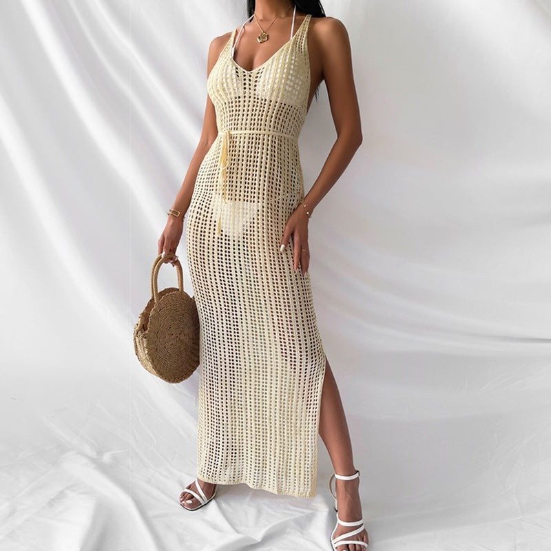 Robe longue de plage transparente en tricot Berg-feldt pour femme