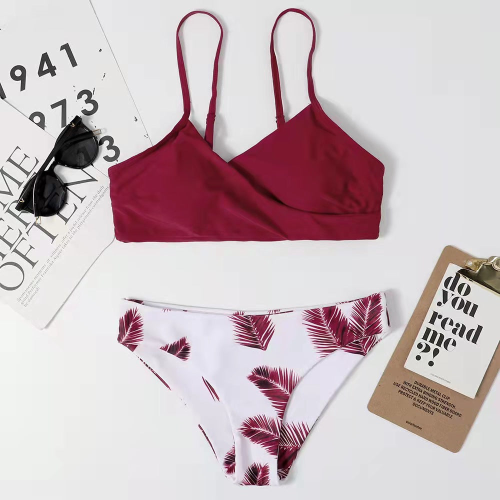 Ensemble de bikini pour femme de berg-feldt, avec doubles bretelles spaghetti et imprimé palmier tendance