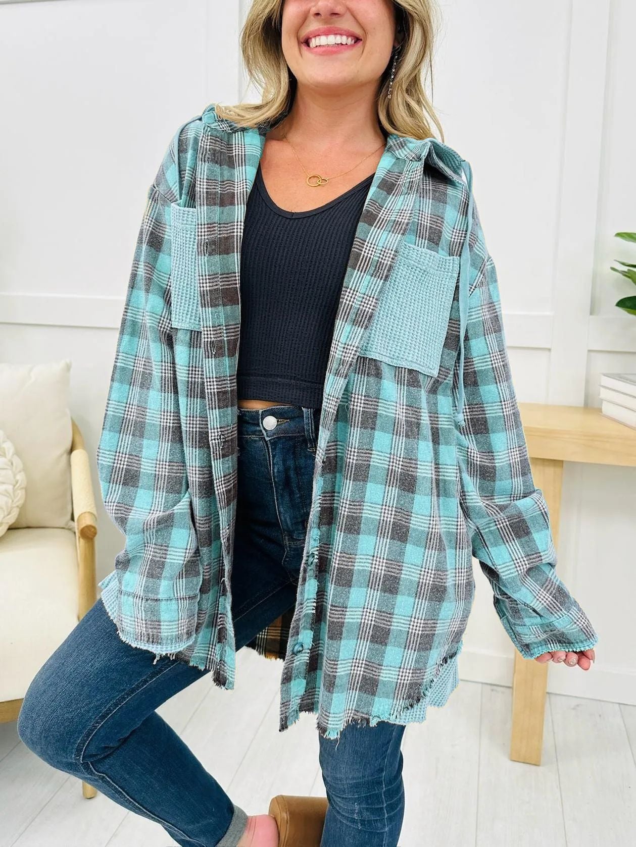 Chemise à carreaux en flanelle Berg-feldt pour femme, coupe ample