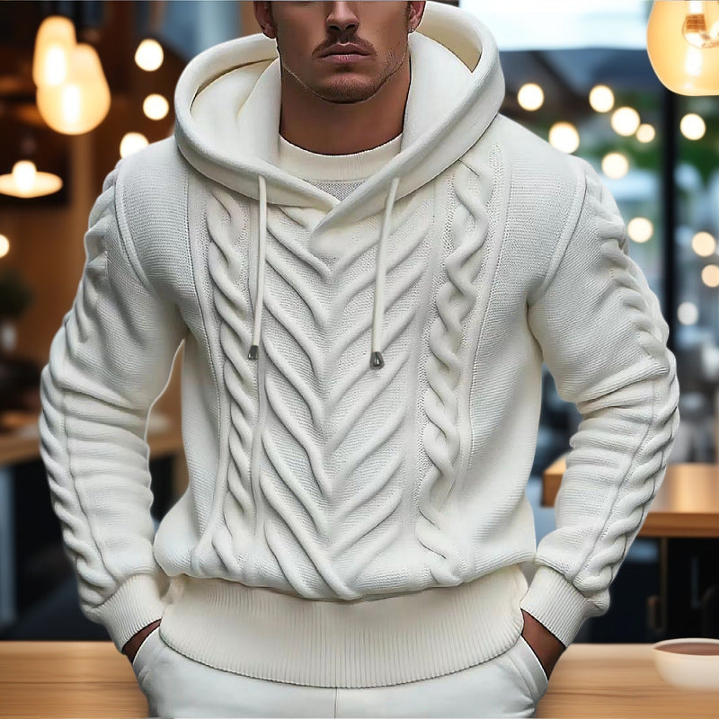 Chandail à capuchon pour homme en maille torsadée texturée avec ourlet élastique Berg-Feldt