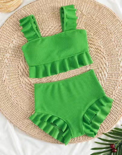 Berg-Feldt Ensemble Maillot de Bain Femme avec Volants, Taille Haute