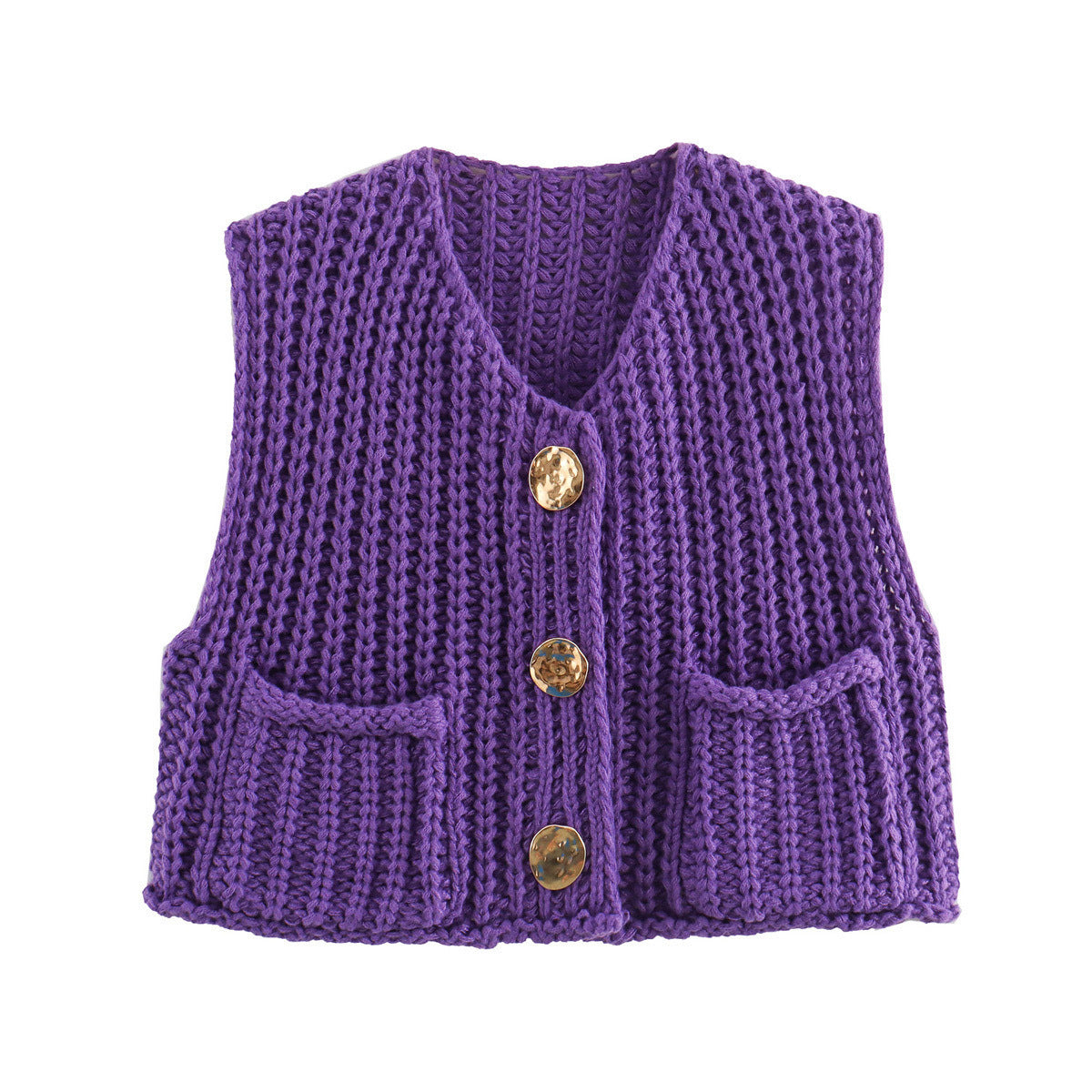 Damen modische Strickweste mit Knopfdetails und aufgesetzten Taschen Berg-Feldt