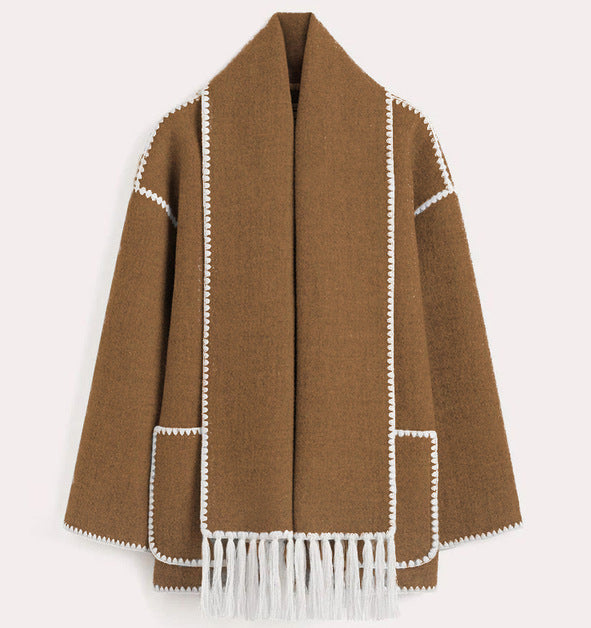 Damen Oversized Strickjacke mit Fransen und Taschen Berg-Feldt