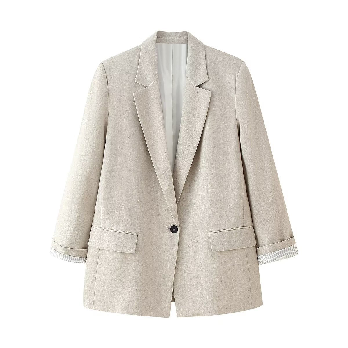 Berg-Feldt Blazer en lin pour femme avec poignets contrastés