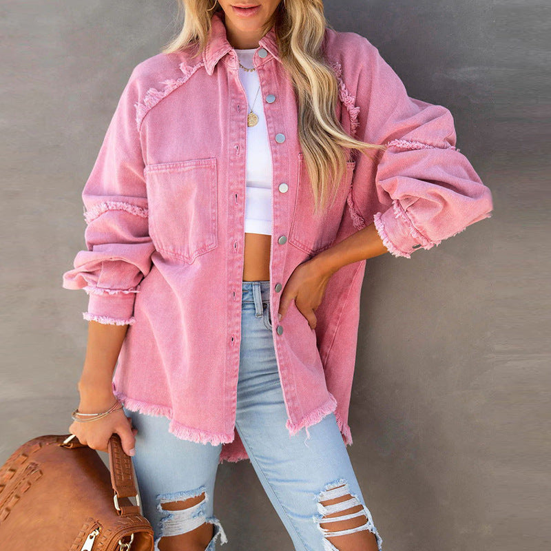 Women's Distressed Denim Overshirt by berg-feldt