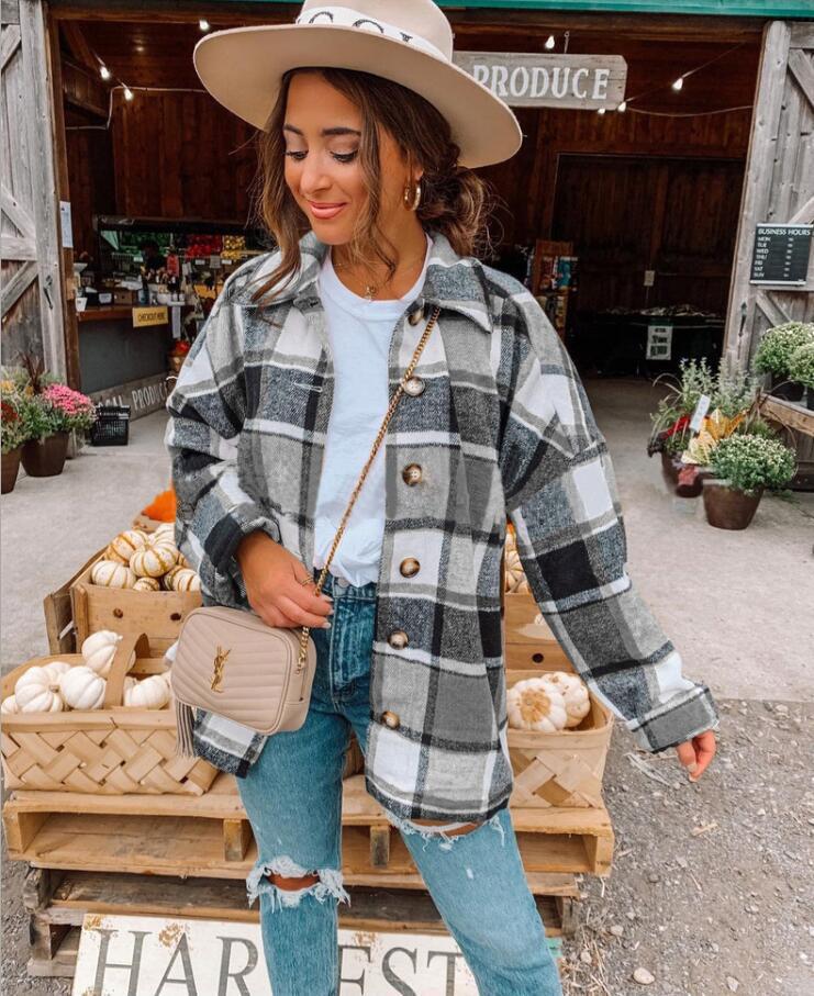 Veste en flanelle à carreaux décontractée pour femme avec détails boutonnés Berg-Feldt