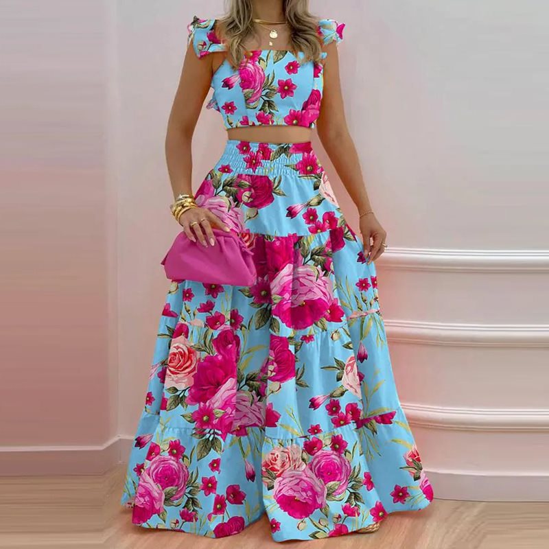 Robe longue bohème pour femme avec jupe ample et haut Bardot de berg-feldt