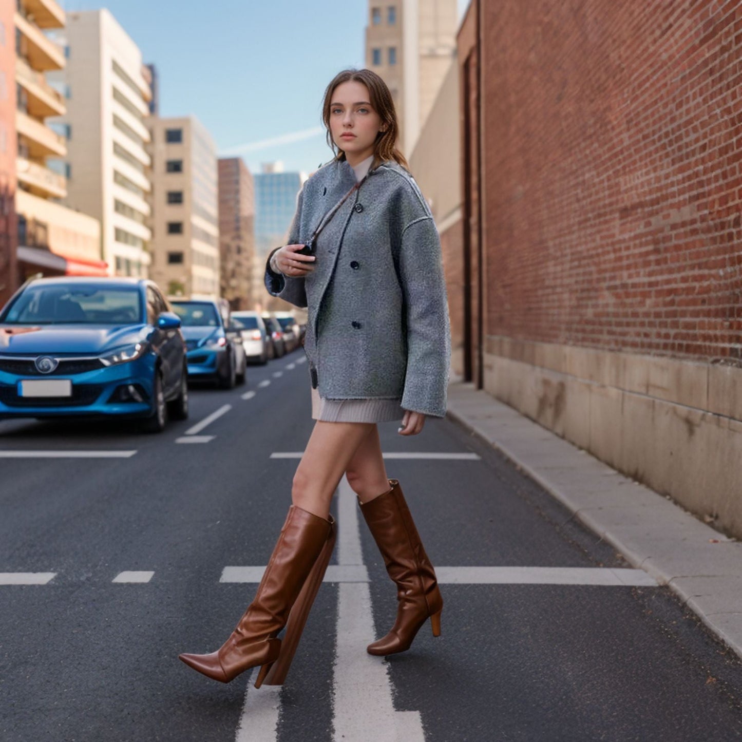 Veste courte de montagne-champ, élégante, à double boutonnage et manches décontractées, pour femme
