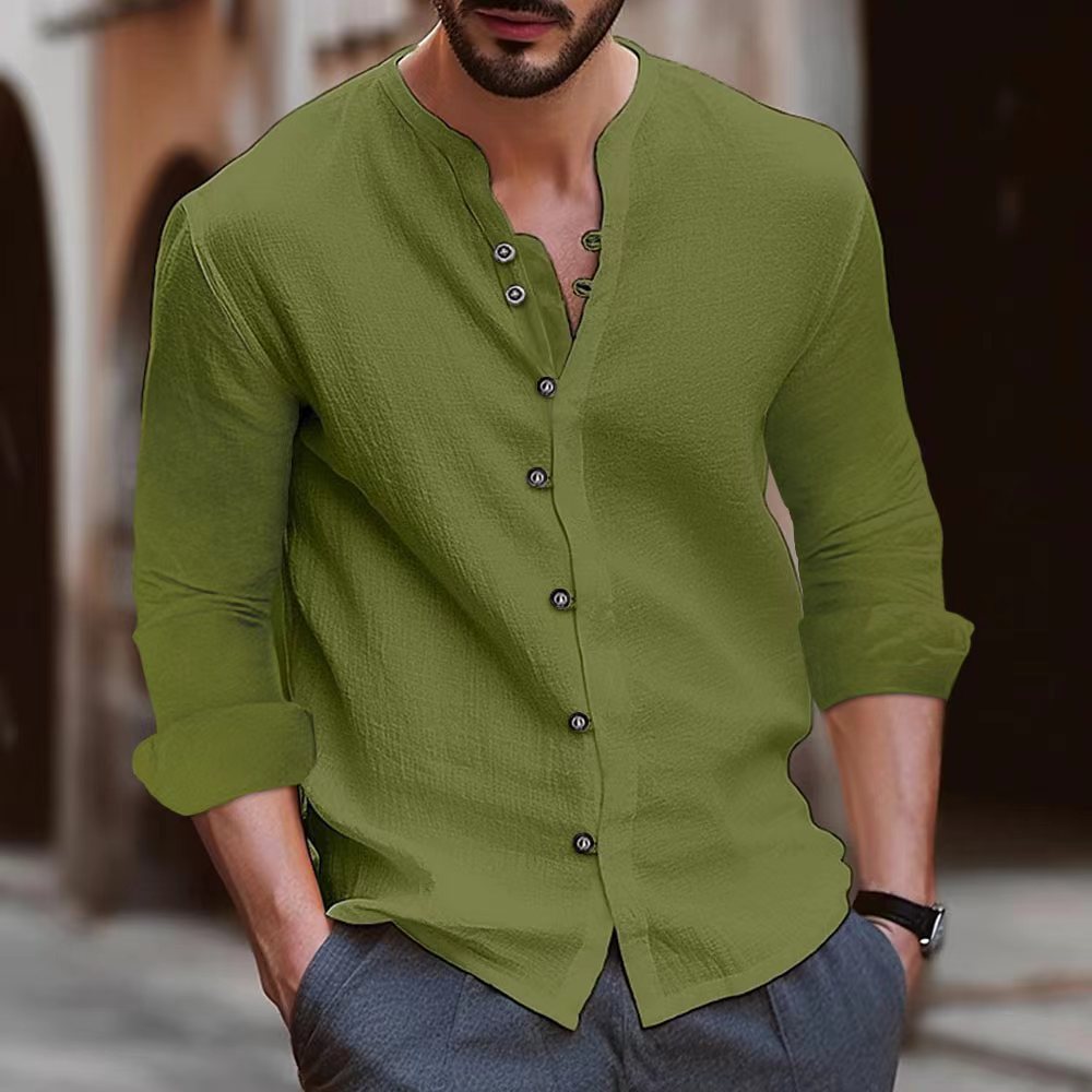 Chemise Henley à manches longues pour homme en coton léger avec détail boutonné tendance Berg-Feldt