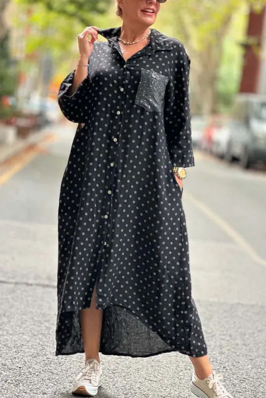 Robe chemise à pois pour femme, coupe décontractée, de berg-feldt