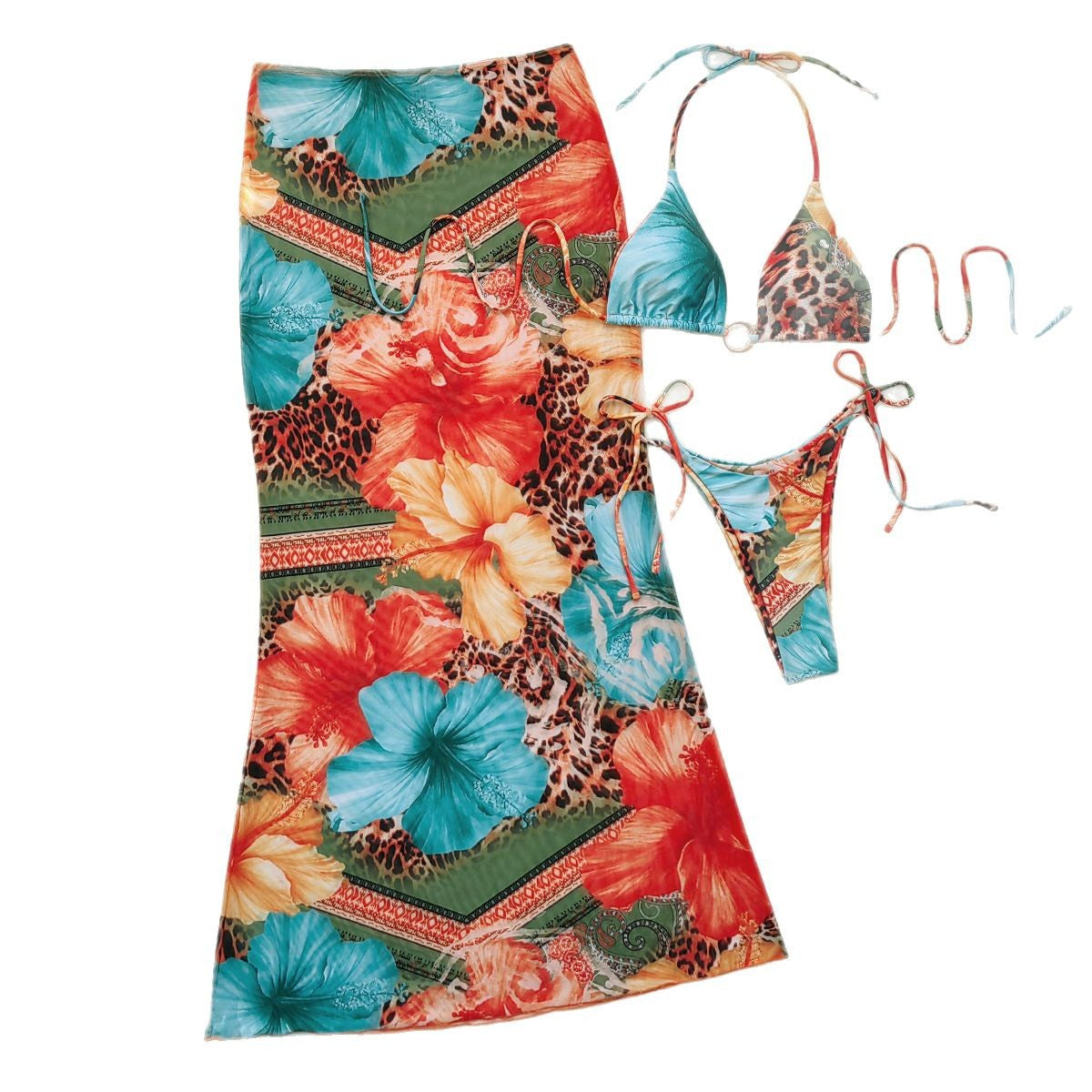 Elegantes Damen Bikini-Set mit Blumenmuster und Wickelrock von berg-feldt