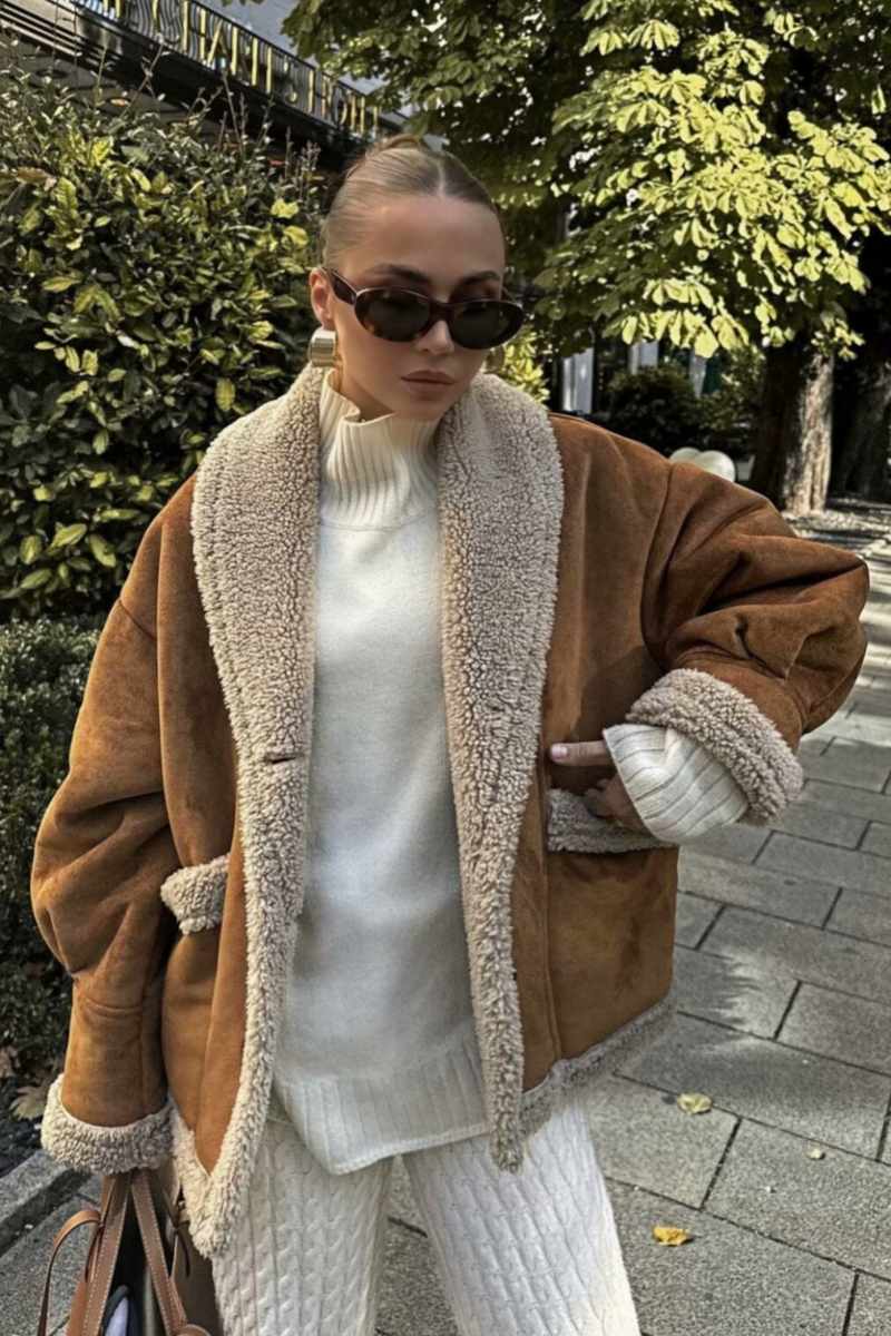 Berg-Feldt | Veste en peluche douce, éléments en agneau, moderne et confortable