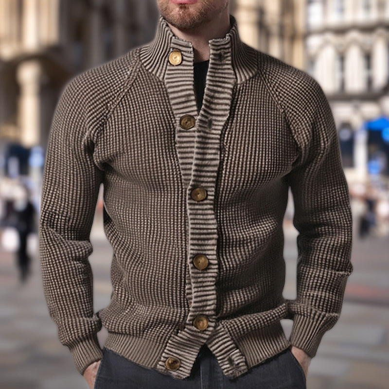 Gilet tricoté pour hommes avec motif gaufré moderne et col montant confortable Berg-Feldt