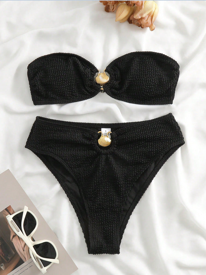 Haut de maillot de bain et bas assorti texturés, sans bretelles, pour femme Berg-Feldt