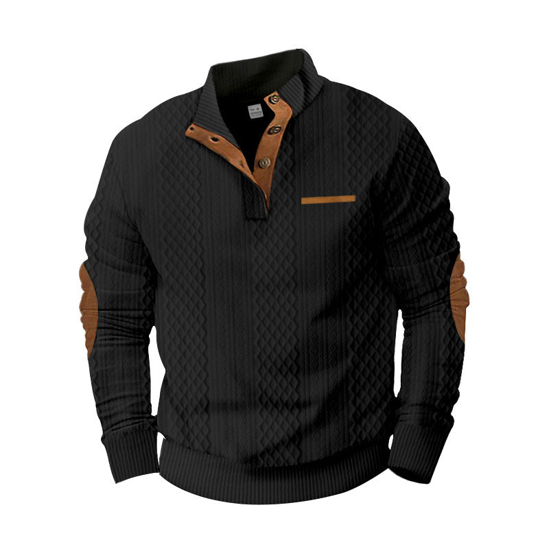 Pull-over tricoté confortable pour hommes avec motif texturé et applications élégantes Berg-Feldt