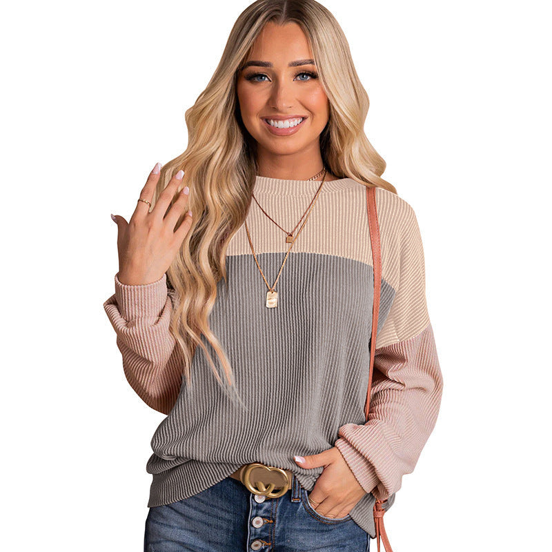 Pull-over décontracté en tricot côtelé colour block pour femme Berg-Feldt