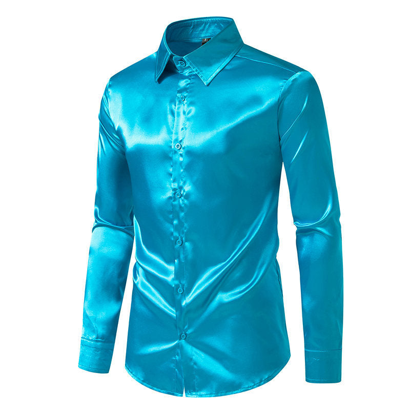 Chemise en satin élégante pour homme, finition chatoyante et col classique Berg-Feldt