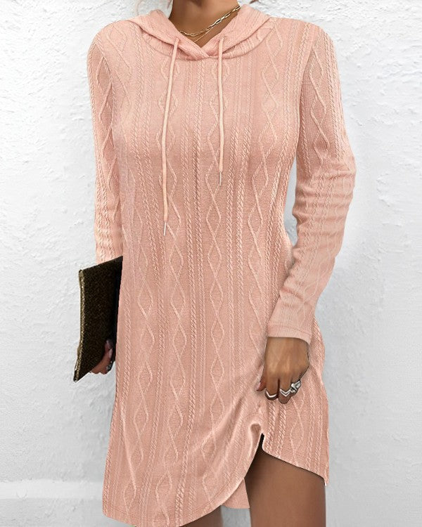 Damen Sweatkleid mit Kapuze und raffinierten Strickdetails Berg-Feldt