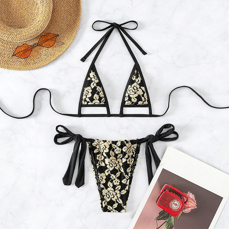 Haut de bikini triangle Berg-Feldt pour femme, imprimé floral sophistiqué et bretelles réglables