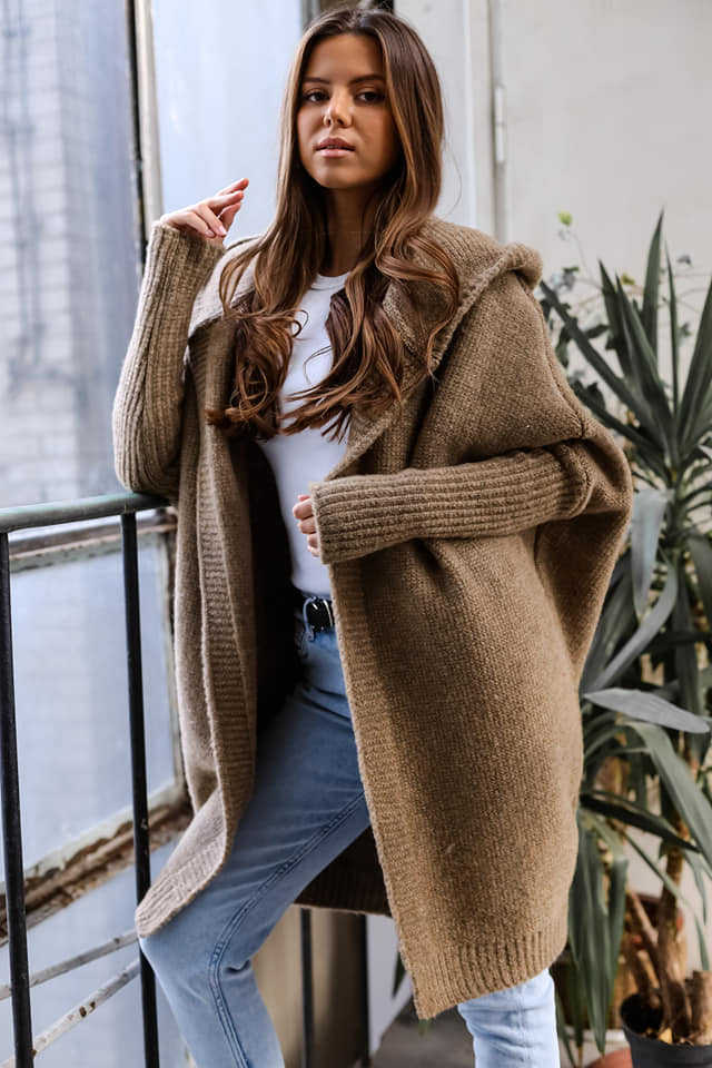 Gilet douillet tricoté à capuche pour femme Berg-Feldt
