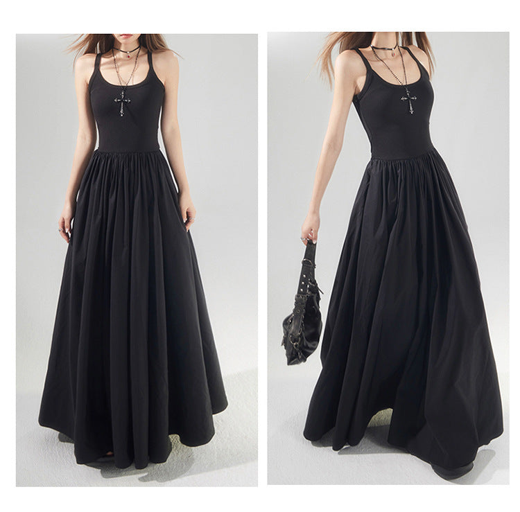 Robe longue femme à volants sophistiqués et fines bretelles berg-feldt