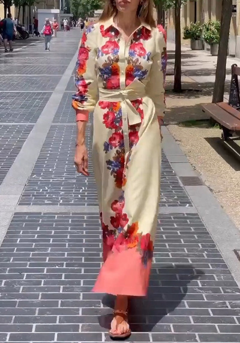 Robe-chemise femme à applications florales et ceinture de berg-feldt