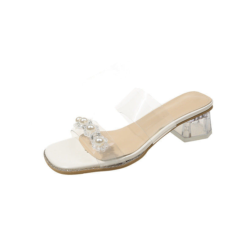 Elegante Damen-Mules mit offenen Zehen und Perlendetails von berg-feldt