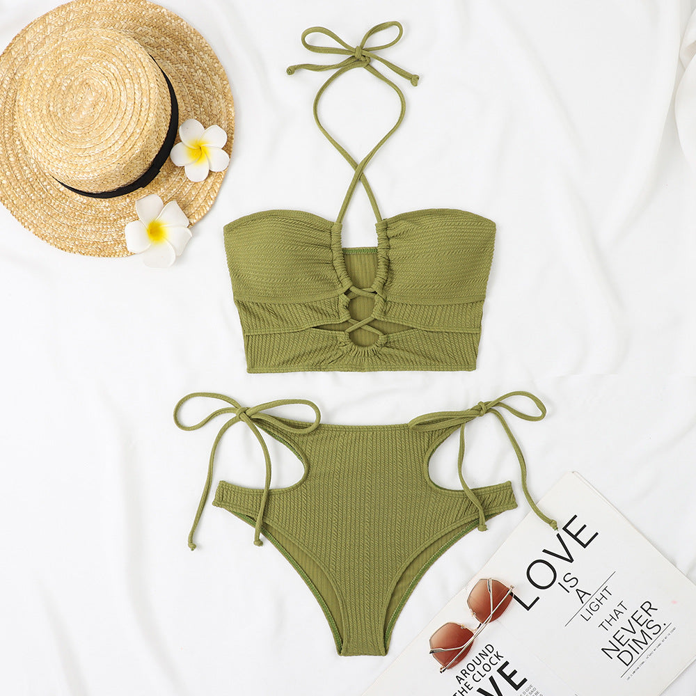 Maillot de bain deux pièces pour femme Berg-Feldt avec volants et coupe taille haute