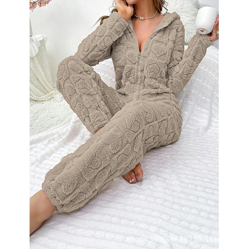 Combinaison Pyjama Polaire Douillette à Capuche pour Femme Berg-Feldt