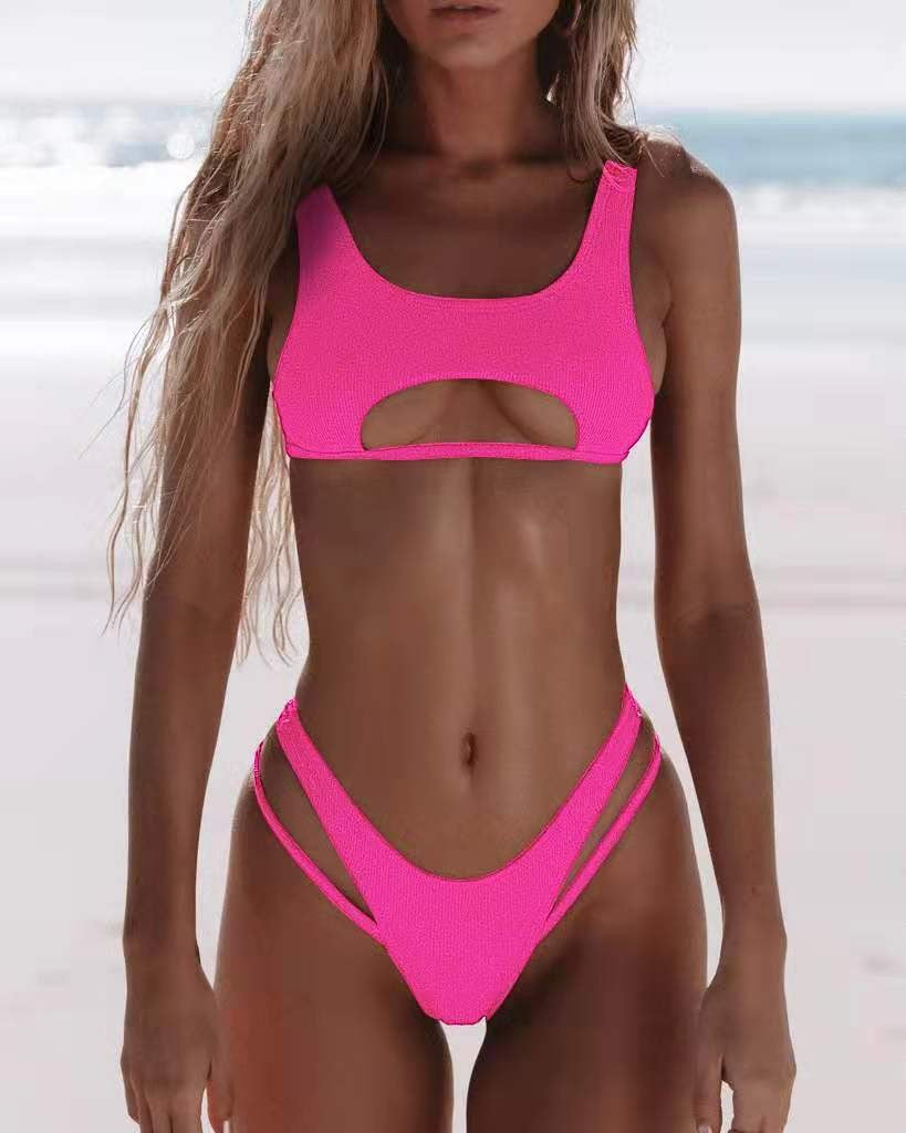 Haut de maillot de bain bikini taille haute à découpes Berg-feldt pour femme