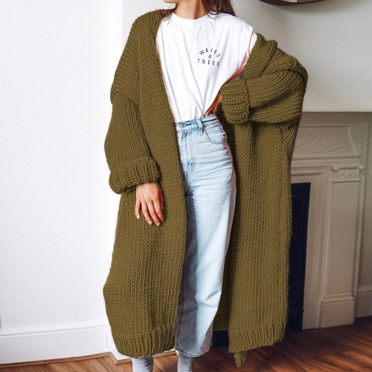 Manteau en tricot épais pour femme, ouvert sur le devant, avec poches profondes Berg-Feldt