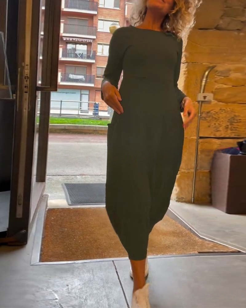 Robe midi asymétrique Berg-Feldt pour femme avec ourlet et poches