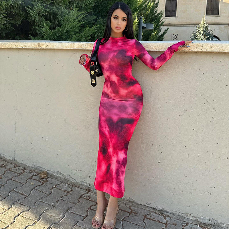 Robe longue pour femme à manches longues et imprimé Tie-Dye berg-feldt
