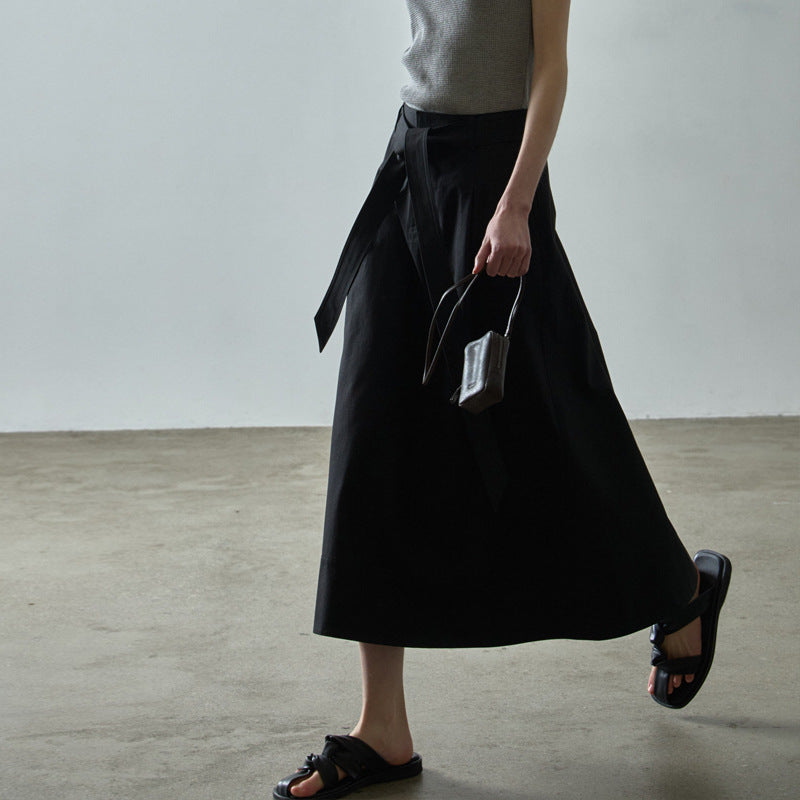 Jupe mi-longue élégante plissée avec ceinture pour femme de berg-feldt