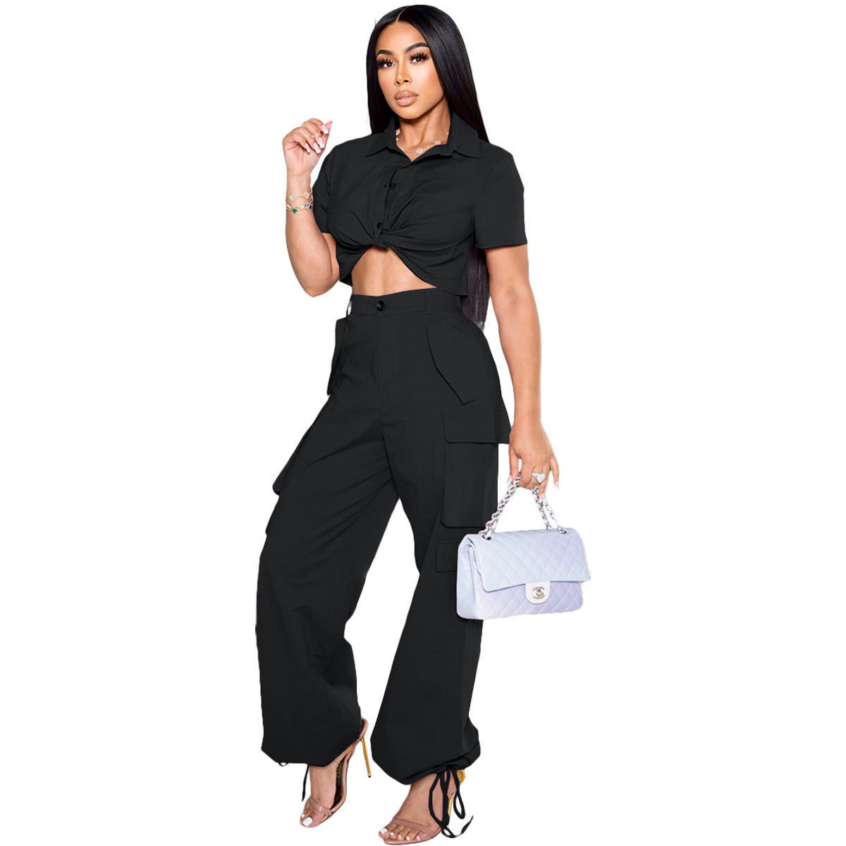 Haut court et pantalon cargo pour femme par berg-feldt