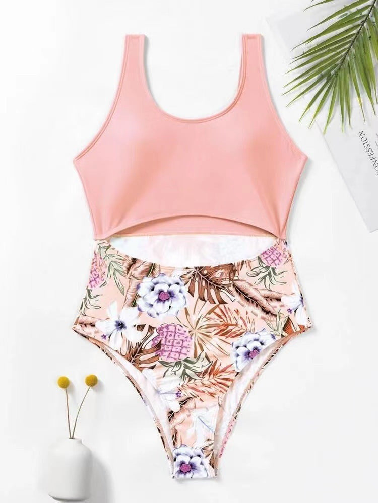 Badeanzug für Damen: Einteiler mit modischem Crop-Top und Blumenmuster von berg-feldt