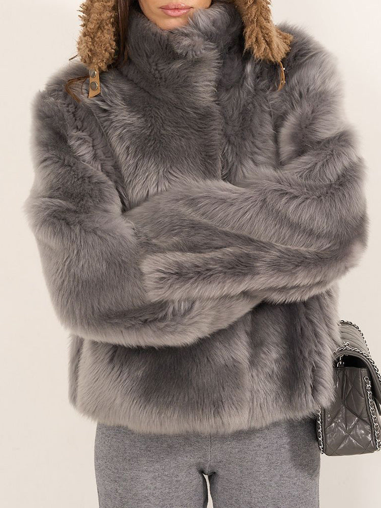 Veste en fausse fourrure pour femme avec col montant et design luxueux Berg-Feldt
