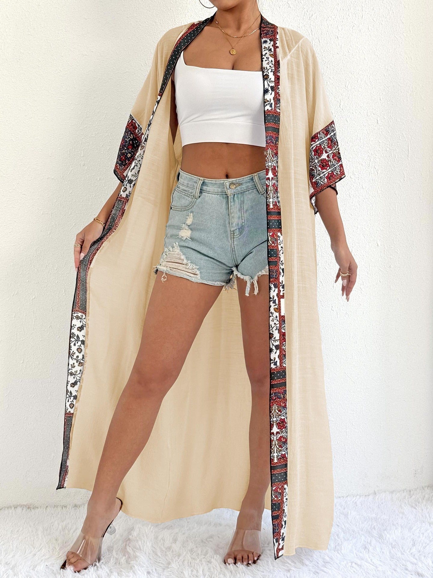 Cache-maillot de style kimono Berg-feldt pour femme avec motif floral