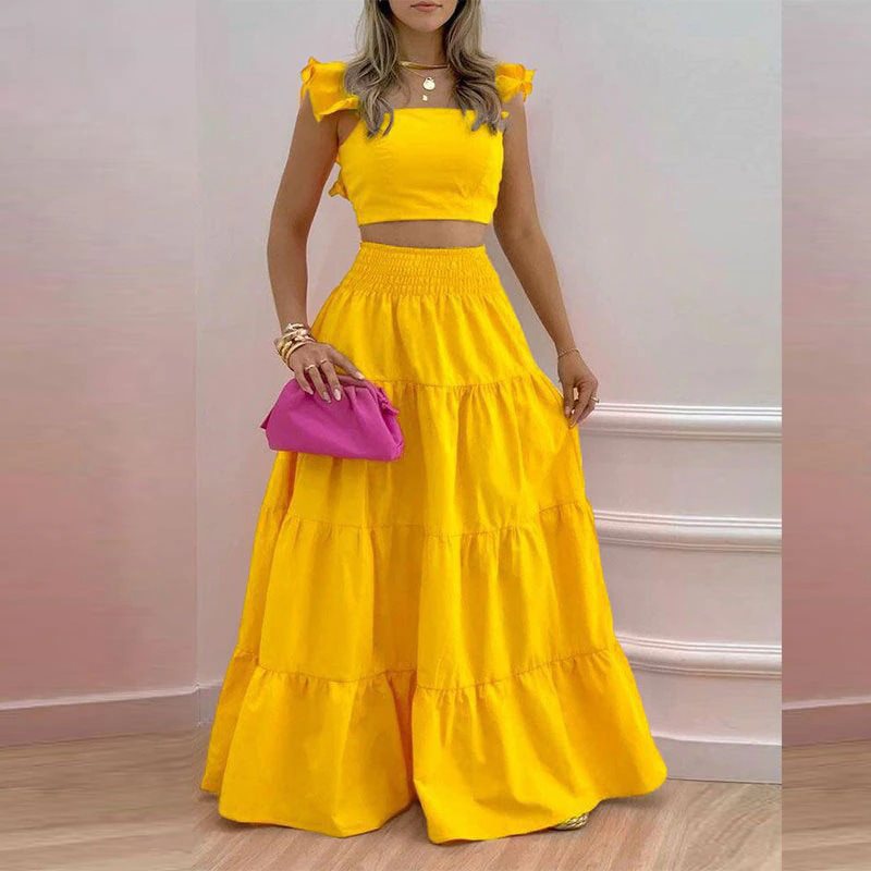 Robe longue bohème pour femme avec jupe ample et haut Bardot de berg-feldt