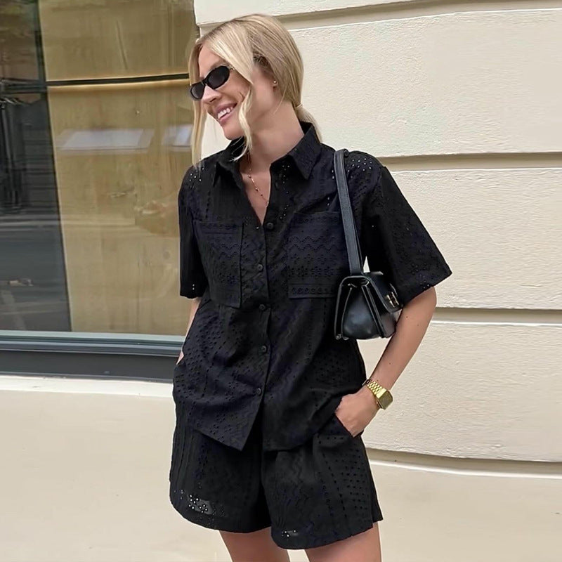 Ensemble élégant et léger short et blouse femme à manches courtes de berg-feldt