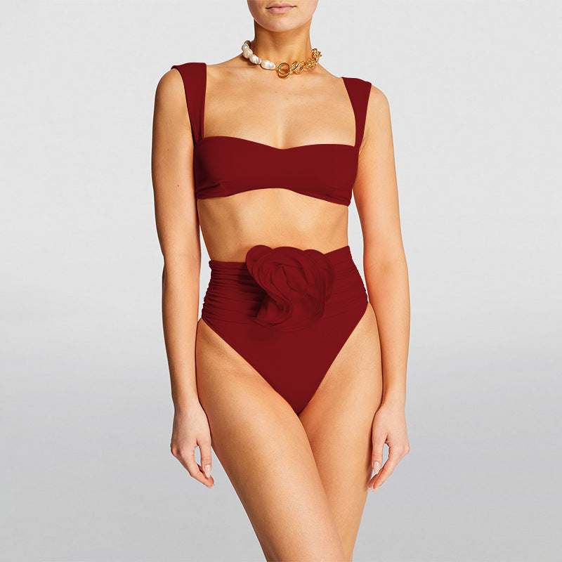 Ensemble de bikini femme Berg-Feldt taille haute avec détails floraux froncés