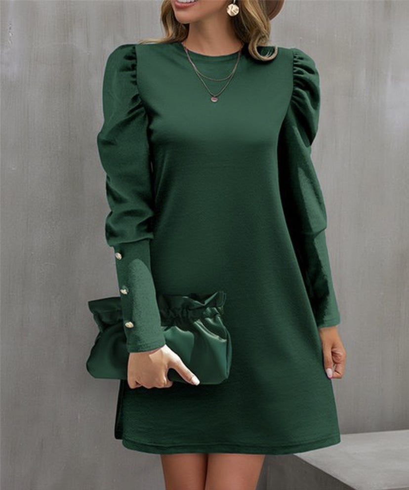 Damen Puffärmel Minikleid mit elegantem Rundhalsausschnitt Berg-Feldt