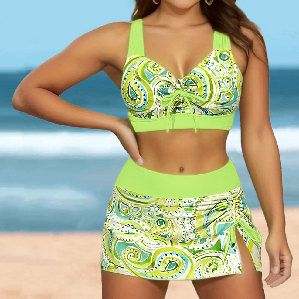 Ensemble de maillots de bain pour femme Berg-Feldt avec jupe portefeuille et fronces raffinées