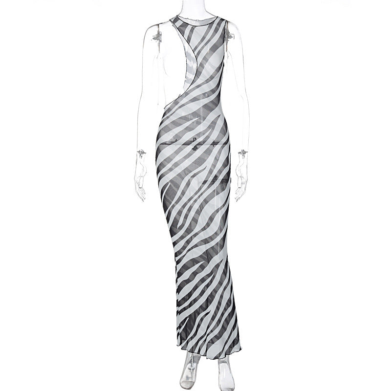 Elegantes Maxikleid mit Zebrastreifen und modischem Cut-out von berg-feldt